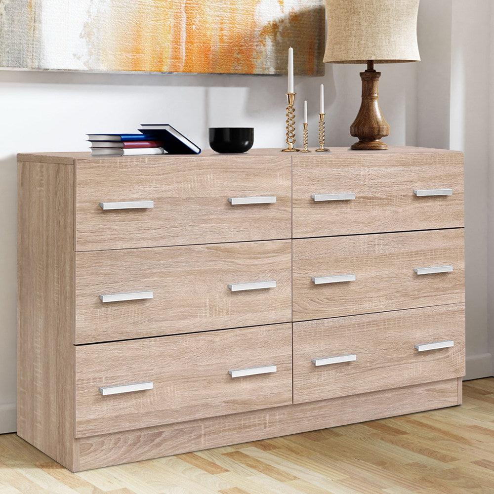 6 Chest of Drawers Cabinet Dresser Table Tallboy Lowboy Storage Wood - House Things Furniture > Living Room