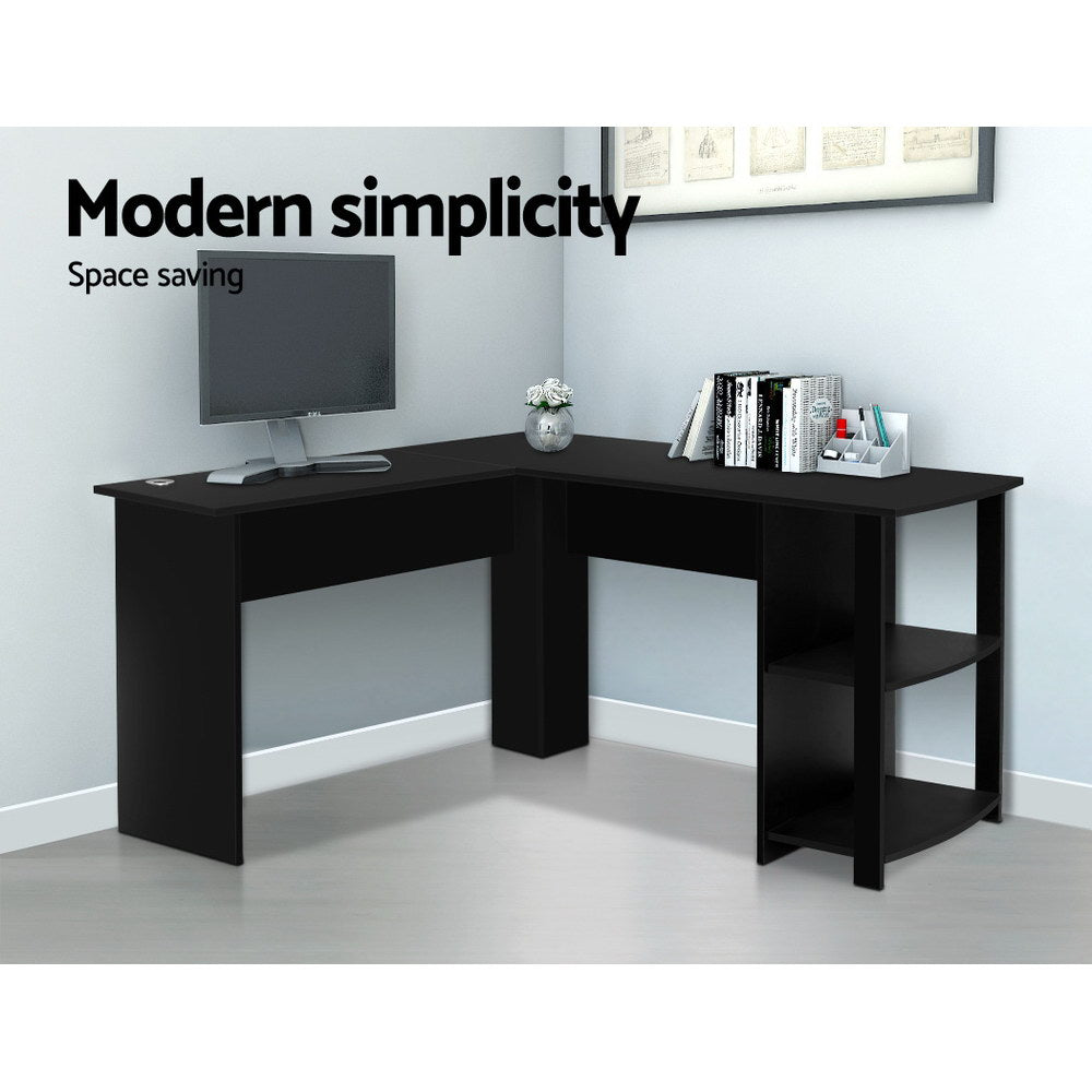 Office Computer Desk Corner Study Table L-Shape Black - House Things Furniture > Office