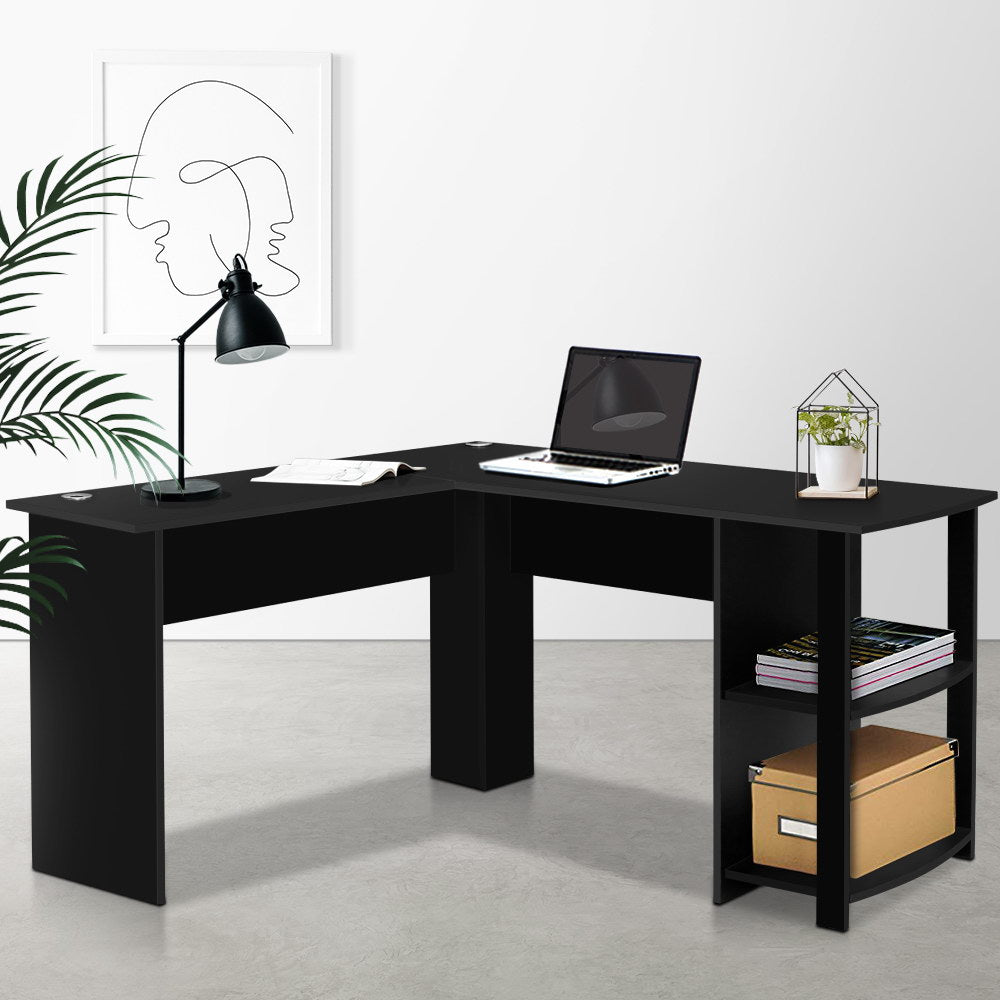 Office Computer Desk Corner Study Table L-Shape Black - House Things Furniture > Office