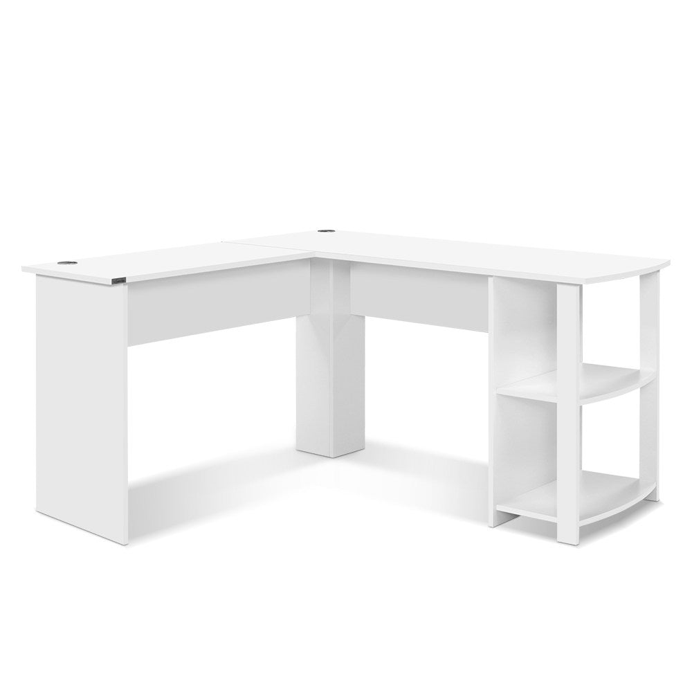 Corner Student Desk L-Shape Shelf White - House Things Furniture > Office