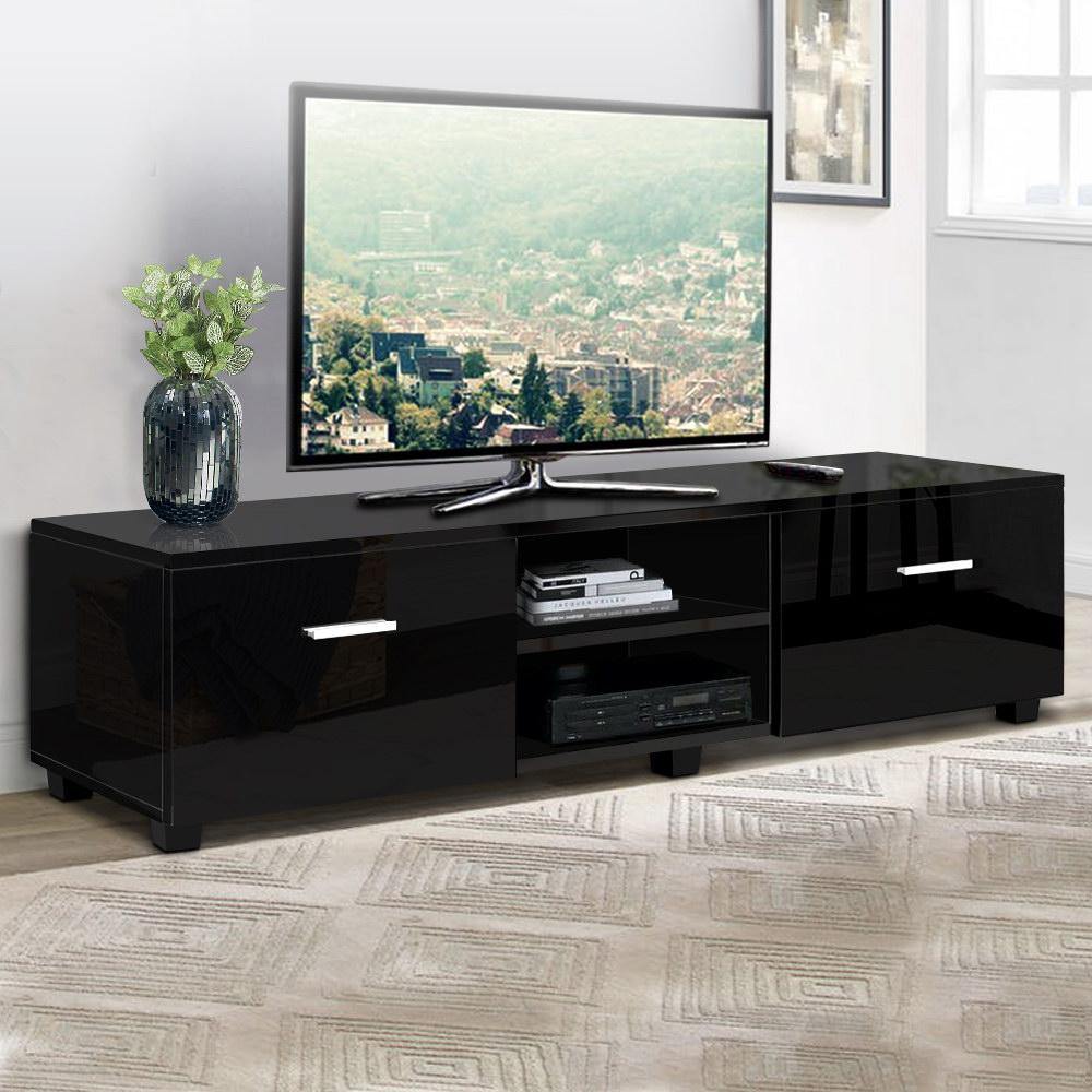 High Gloss TV Cabinet Entertainment Unit Black 140cm - House Things Furniture > Living Room