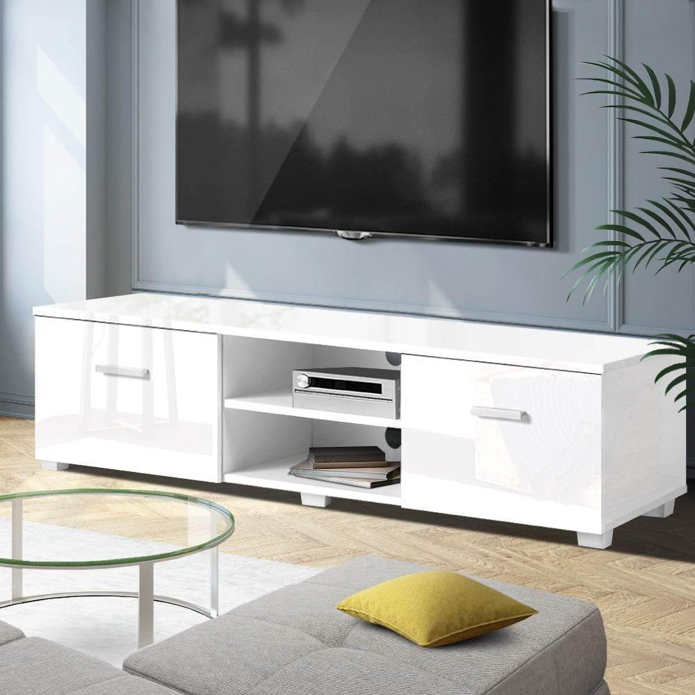 TV Cabinet Entertainment Unit Gloss White - House Things Furniture > Living Room