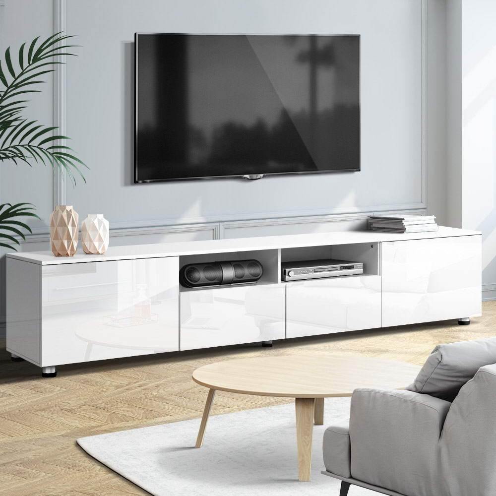 TV Entertainment Unit High Gloss White 205cm - Housethings 