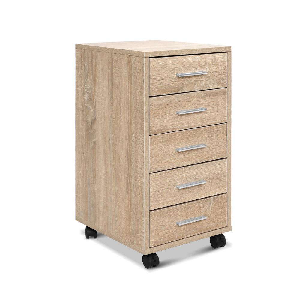 5 Drawer Filing Cabinet Storage Drawers Wood Study Office School File Cupboard - House Things Furniture > Office