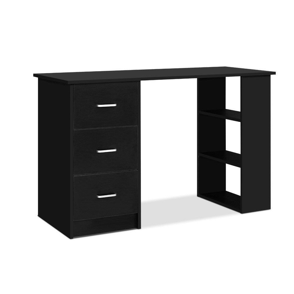 Study Table Workstation 3 Drawers 120cm Black - House Things Furniture > Office