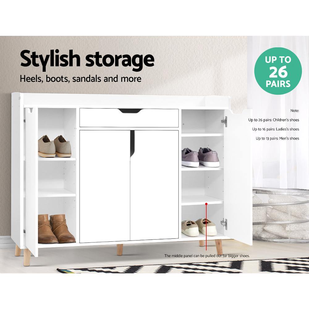 Shoe Cabinet Shoes Storage Rack 120cm Organiser White Drawer Cupboard - House Things Furniture > Living Room