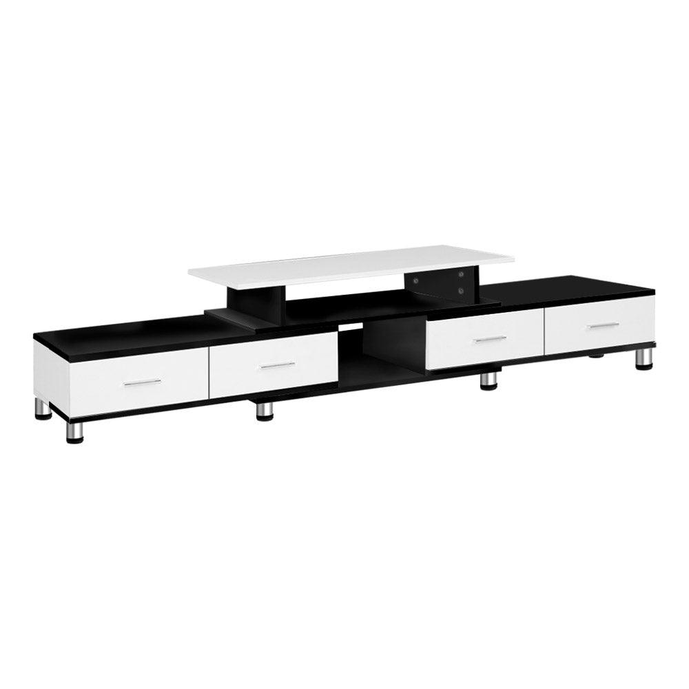 Artiss TV Cabinet Entertainment Unit Stand Wooden 160CM To 220CM Storage Drawers Black White - House Things Furniture > Living Room