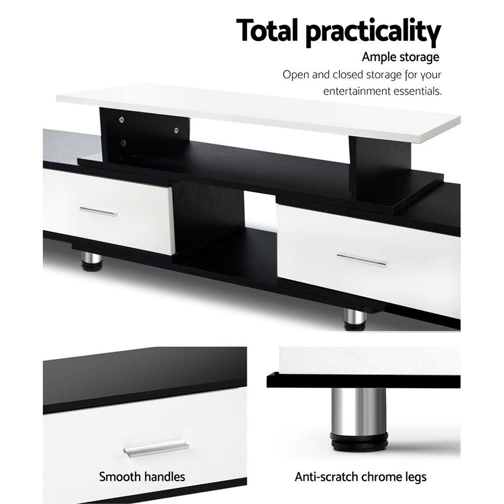 Artiss TV Cabinet Entertainment Unit Stand Wooden 160CM To 220CM Storage Drawers Black White - House Things Furniture > Living Room