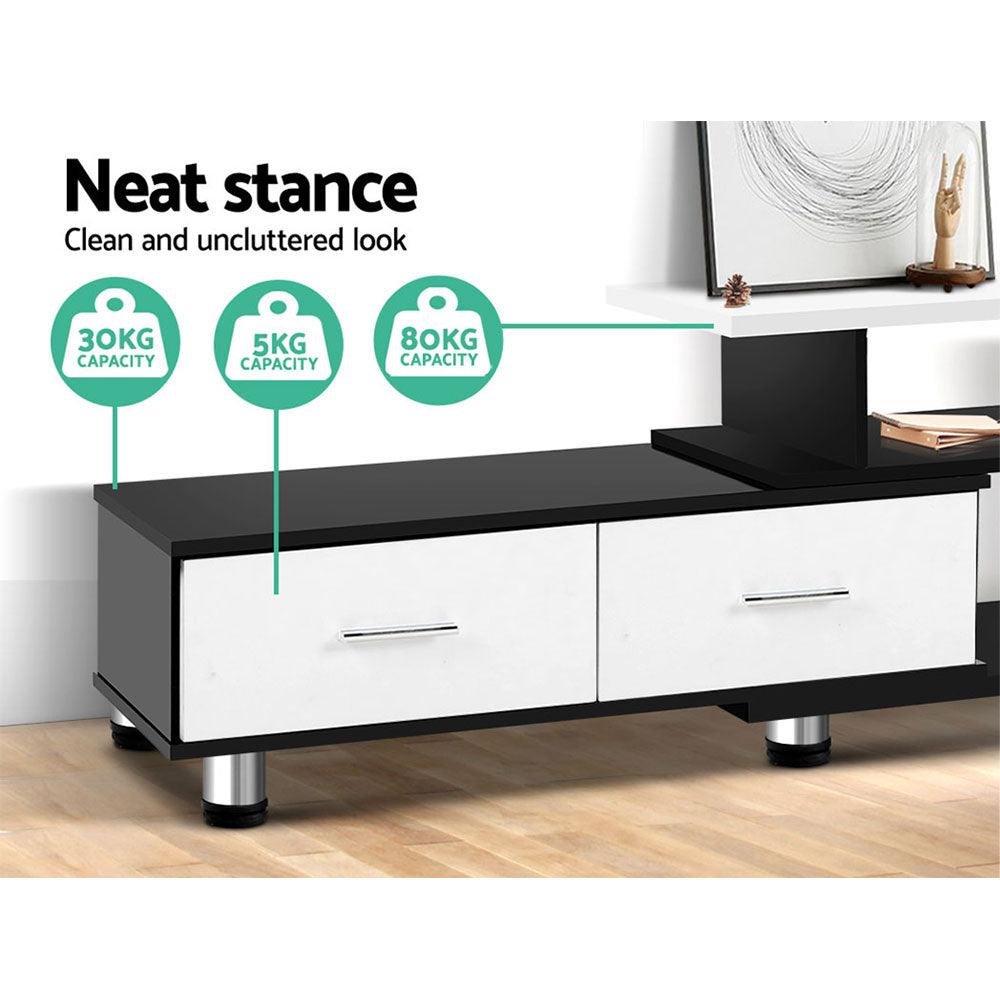 Artiss TV Cabinet Entertainment Unit Stand Wooden 160CM To 220CM Storage Drawers Black White - House Things Furniture > Living Room