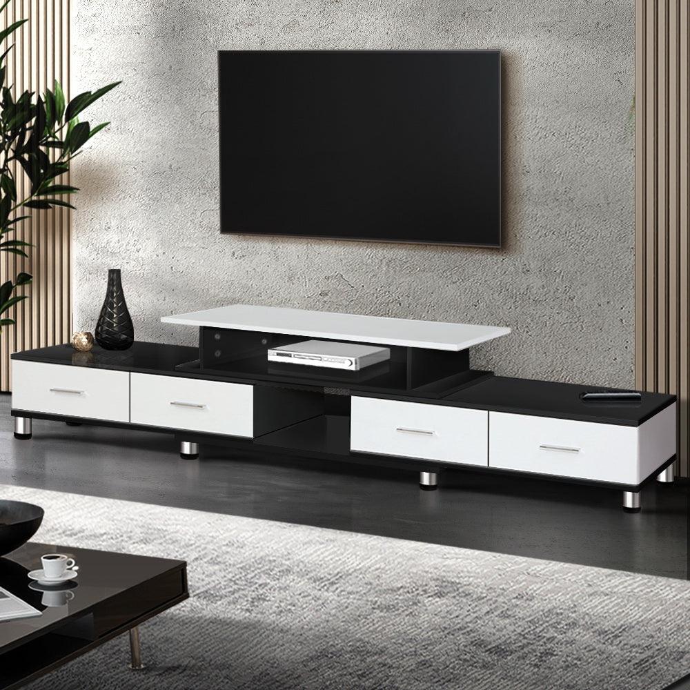 Artiss TV Cabinet Entertainment Unit Stand Wooden 160CM To 220CM Storage Drawers Black White - House Things Furniture > Living Room