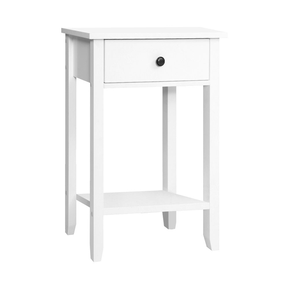 Bedside Tables Drawer Side Table Nightstand White Storage Cabinet White Shelf - House Things Furniture > Bedroom