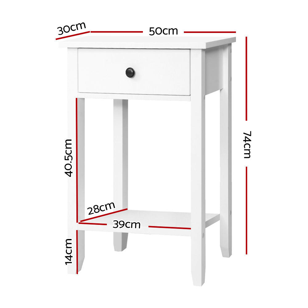 Bedside Tables Drawer Side Table Nightstand White Storage Cabinet White Shelf - House Things Furniture > Bedroom