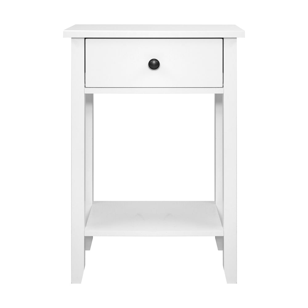 Bedside Tables Drawer Side Table Nightstand White Storage Cabinet White Shelf - House Things Furniture > Bedroom