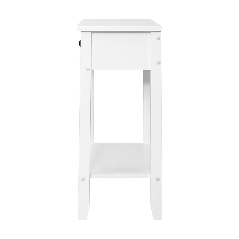 Bedside Tables Drawer Side Table Nightstand White Storage Cabinet White Shelf - House Things Furniture > Bedroom
