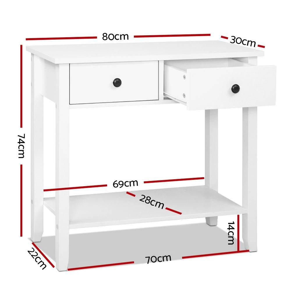 Hallway Console Table Hall 2 Drawers White - Housethings 