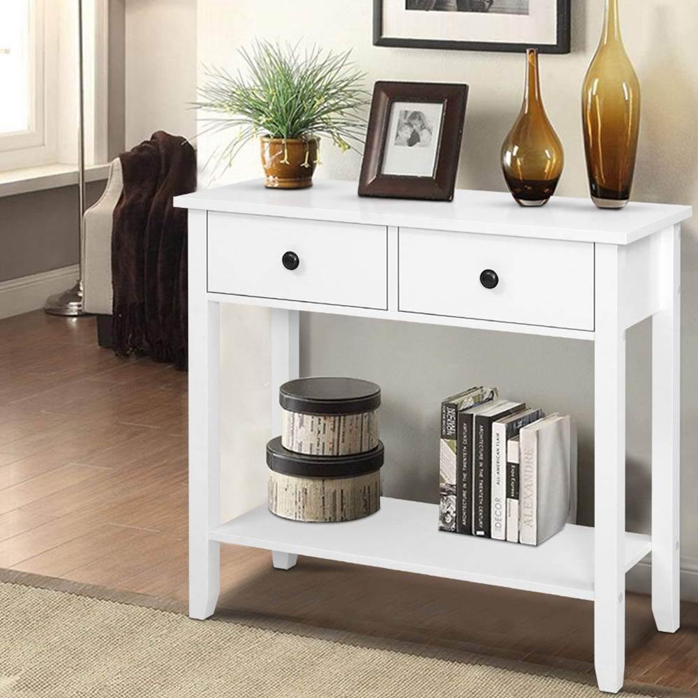 Hallway Console Table Hall 2 Drawers White - Housethings 