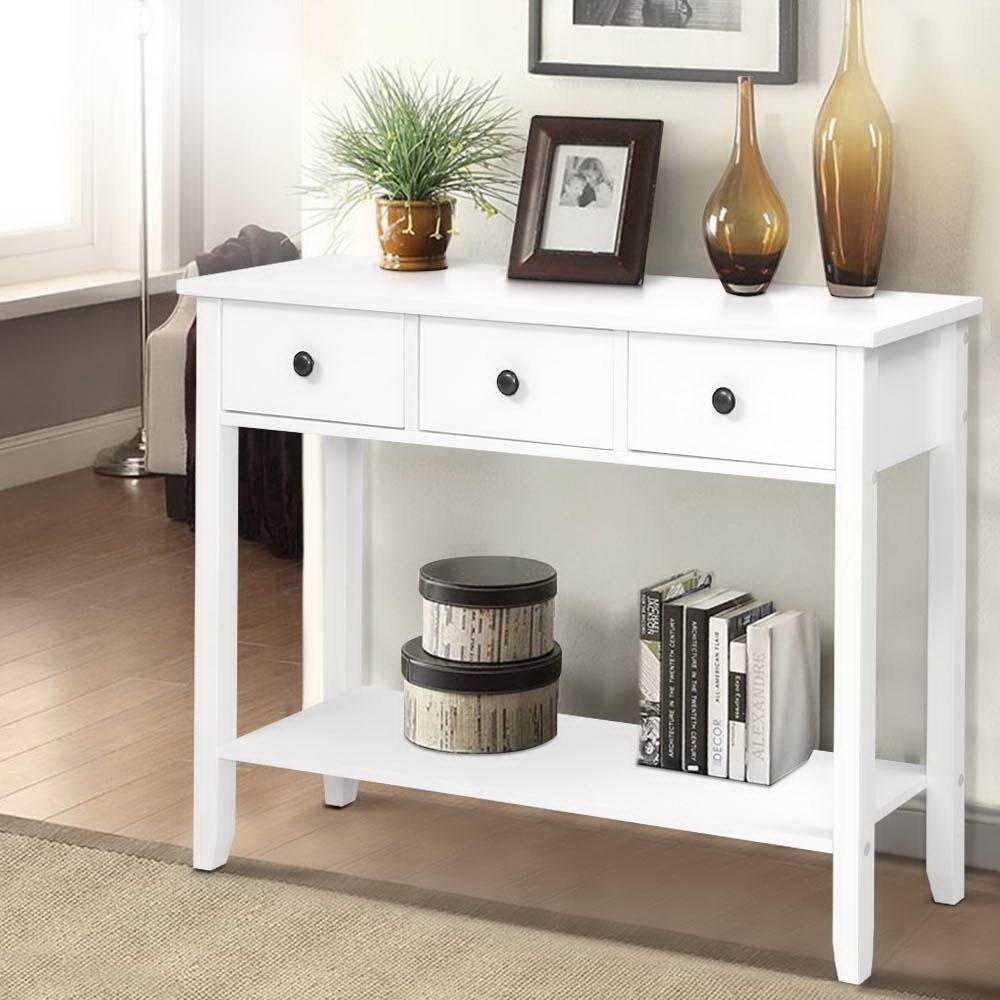 Hallway Table 3 Drawers White - House Things Furniture > Living Room