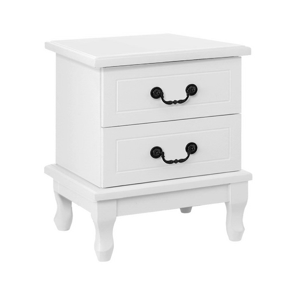Artiss KUBI Bedside Tables 2 Drawers Side Table French Nightstand Storage Cabinet - House Things Furniture > Bedroom