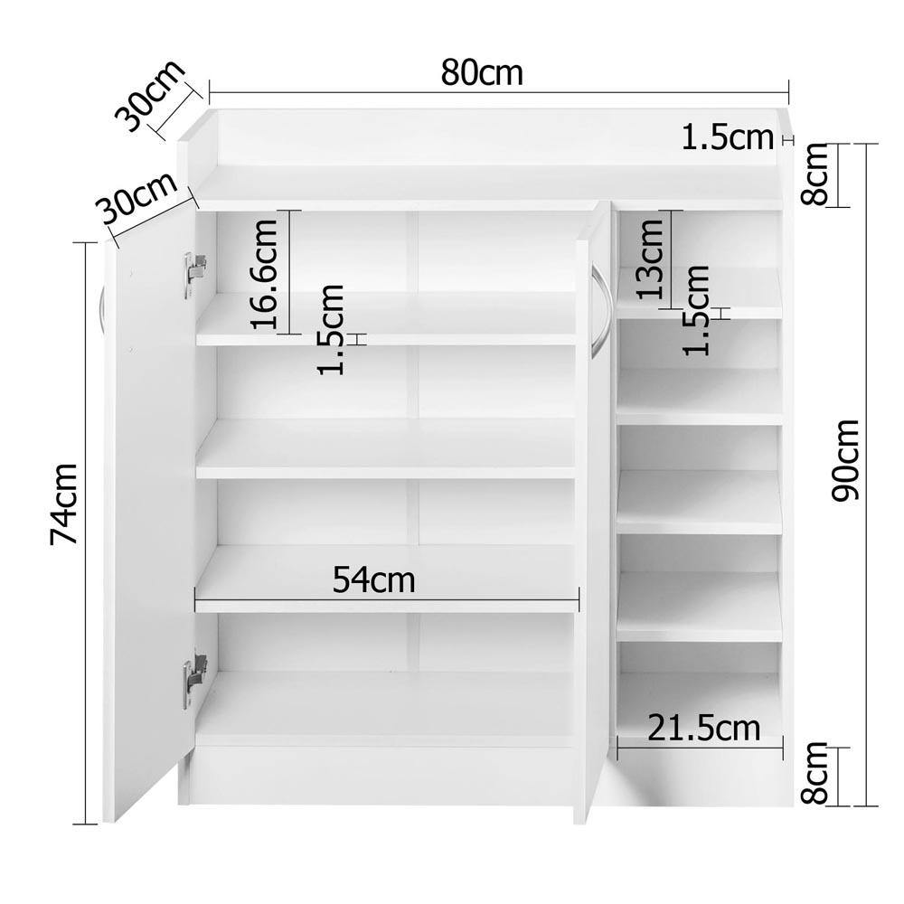 2 Doors Shoe Cabinet Storage Cupboard - White - House Things Home & Garden > Storage