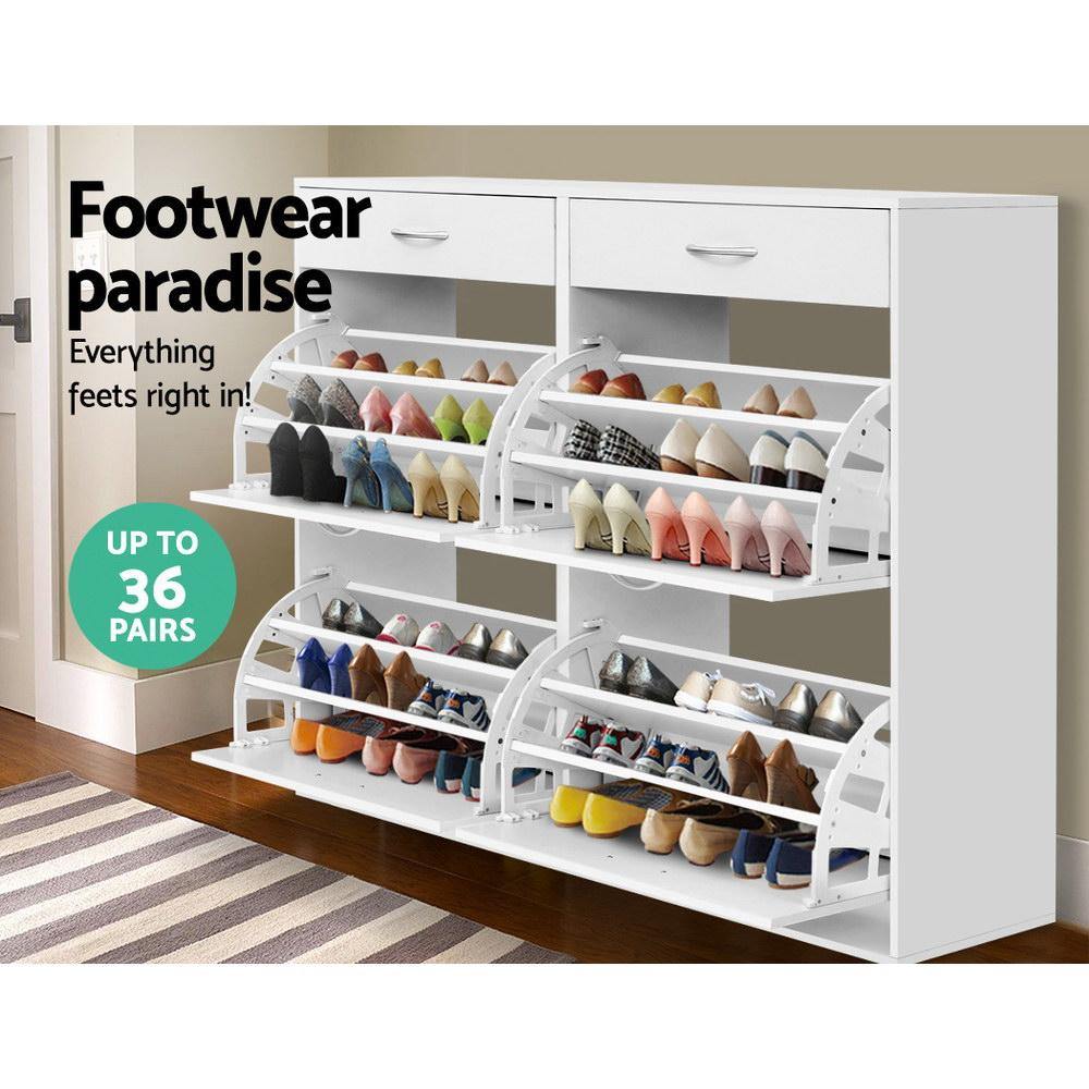 36 Pair Shoe Cabinet Storage Shelf Drawer Cupboard - House Things Furniture > Living Room