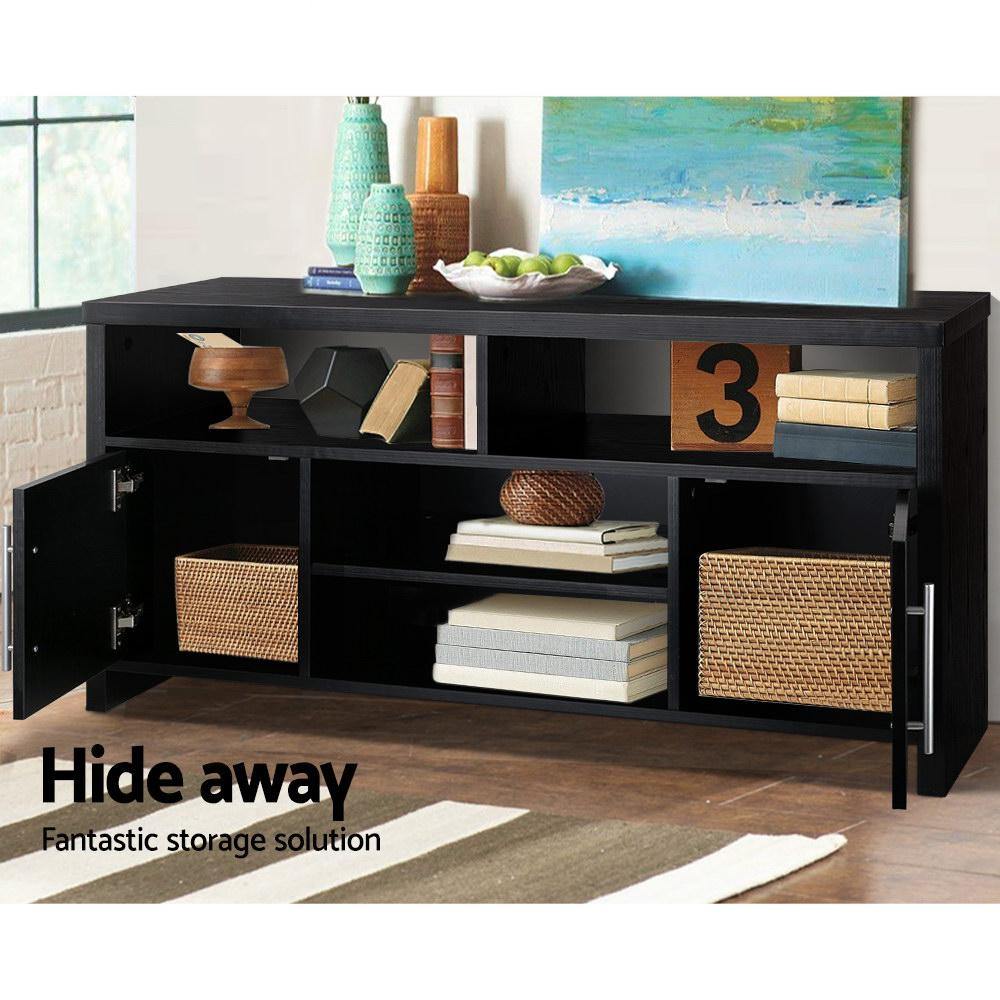 TV Entertainment Unit with Cabinets - Black - Housethings 