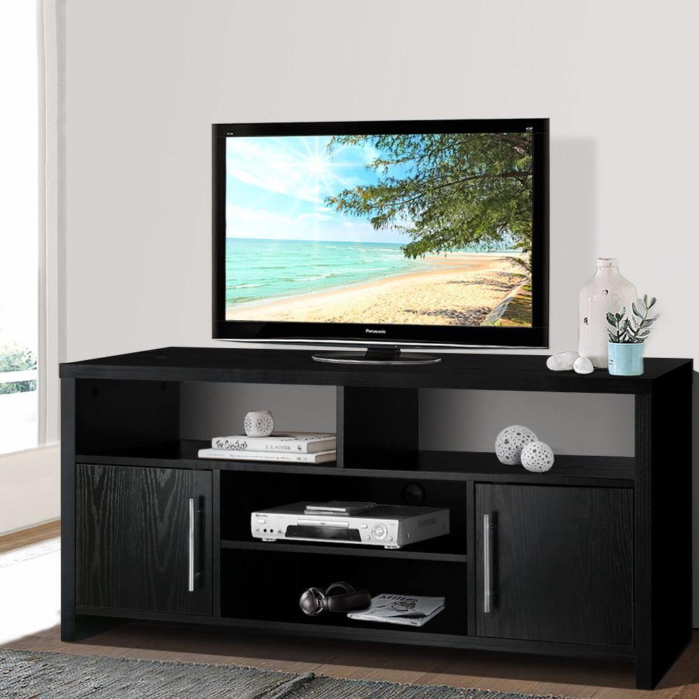 TV Entertainment Unit with Cabinets - Black - Housethings 