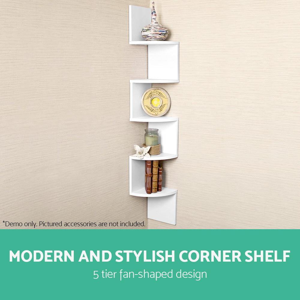 5 Tier Corner Wall Shelf - White - House Things Furniture > Living Room