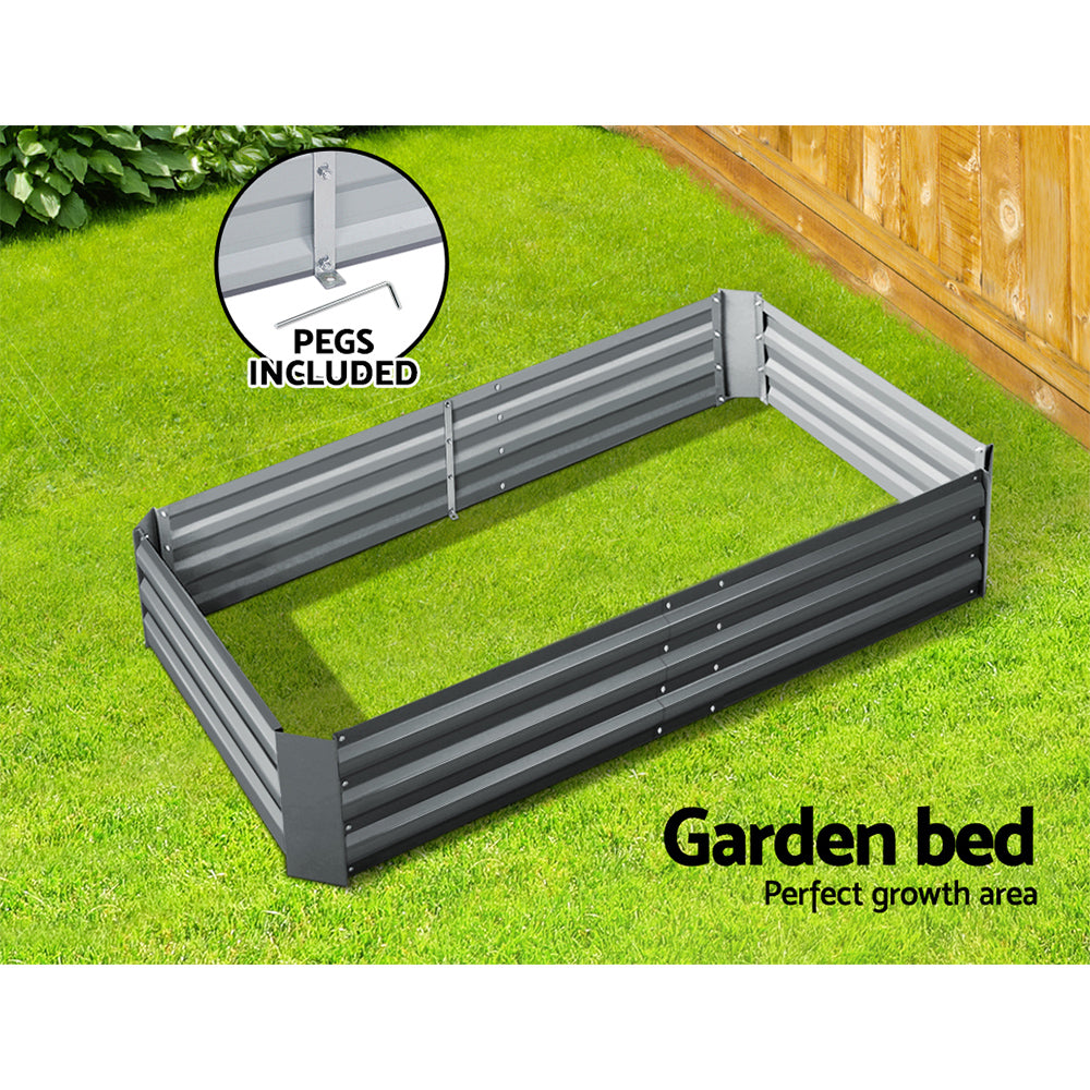 Green Fingers 150 x 90cm Galvanised Steel Garden Bed - Aliminium Grey - House Things Home & Garden > Garden Beds