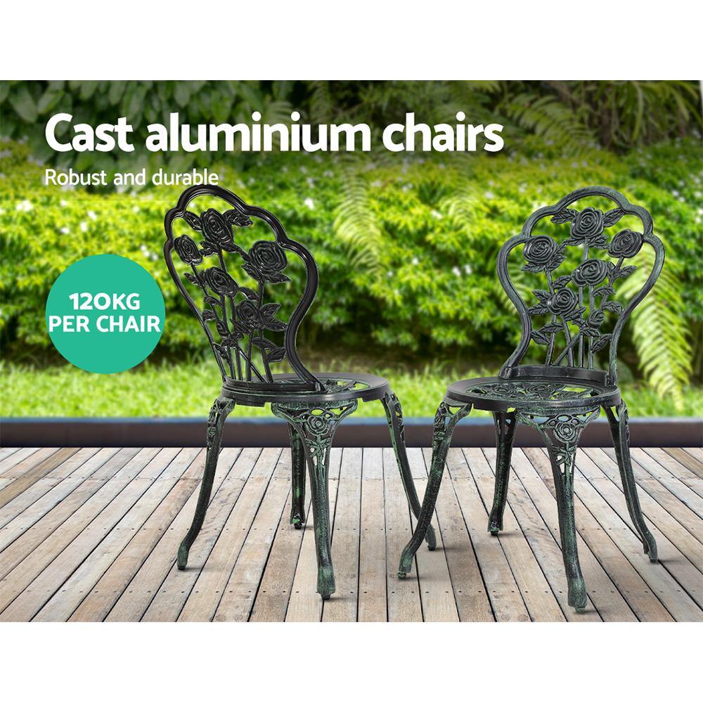 3pc Aluminium Table & Chairs Green - Housethings 