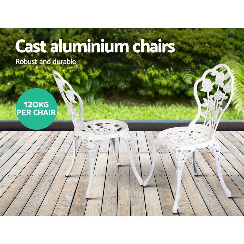 3pc Aluminium Bistro Table & Chairs White - House Things Furniture > Outdoor