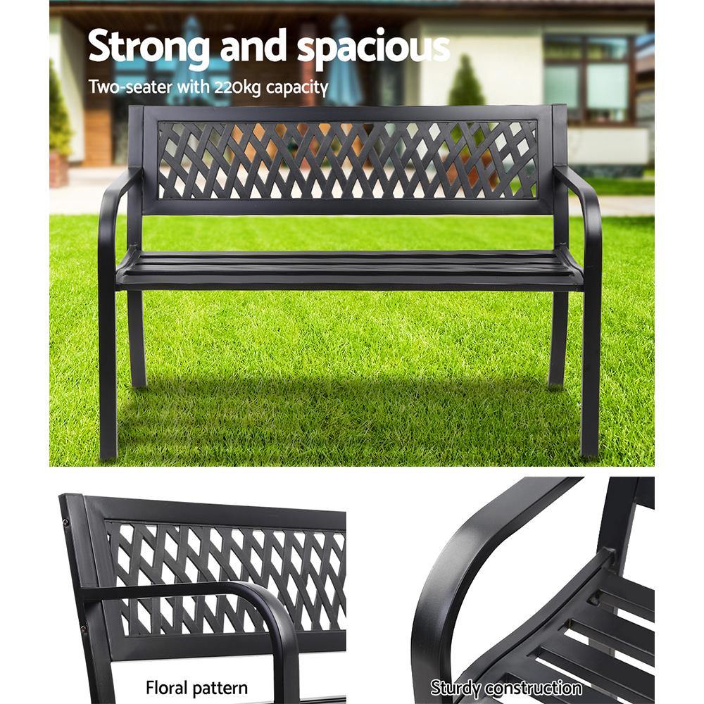Cast Iron Modern Garden Bench - Black - Housethings 