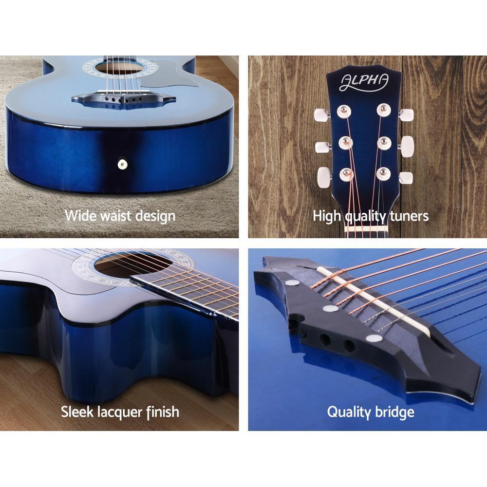 38' Wooden Acoustic Guitar Blue - House Things Audio & Video > Musical Instrument & Accessories