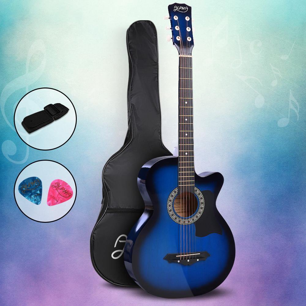 38' Wooden Acoustic Guitar Blue - House Things Audio & Video > Musical Instrument & Accessories