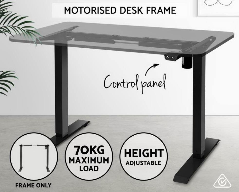 Motorised Adjustable Desk Frame Black - Housethings 