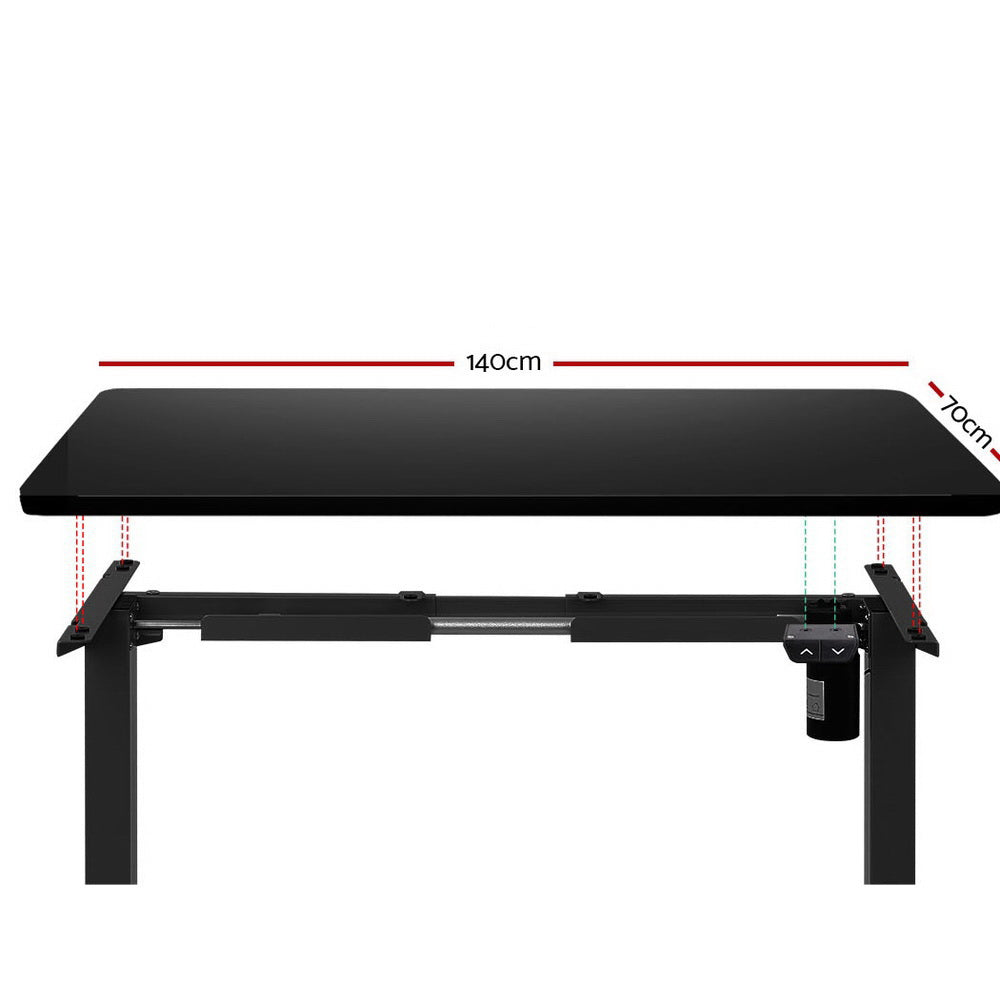 Motorised standing Desk - Black Frame with 140cm Black Top - House Things Furniture > Office