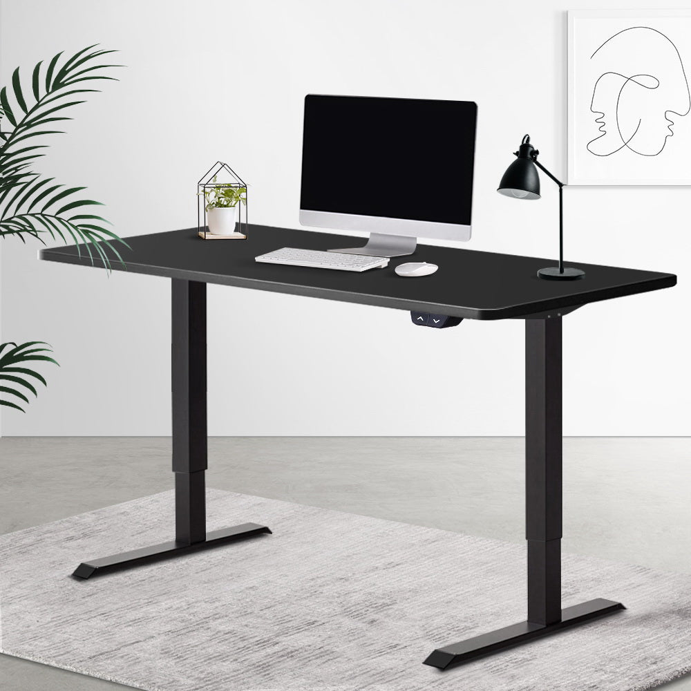 Motorised standing Desk - Black Frame with 140cm Black Top - House Things Furniture > Office