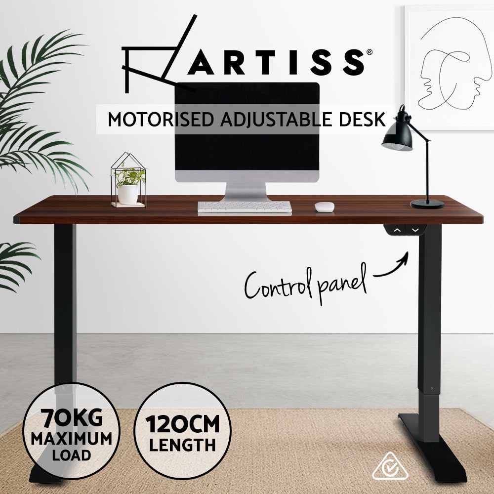 Motorised Sit Stand Desk Electric 120cm Walnut - House Things Furniture > Office