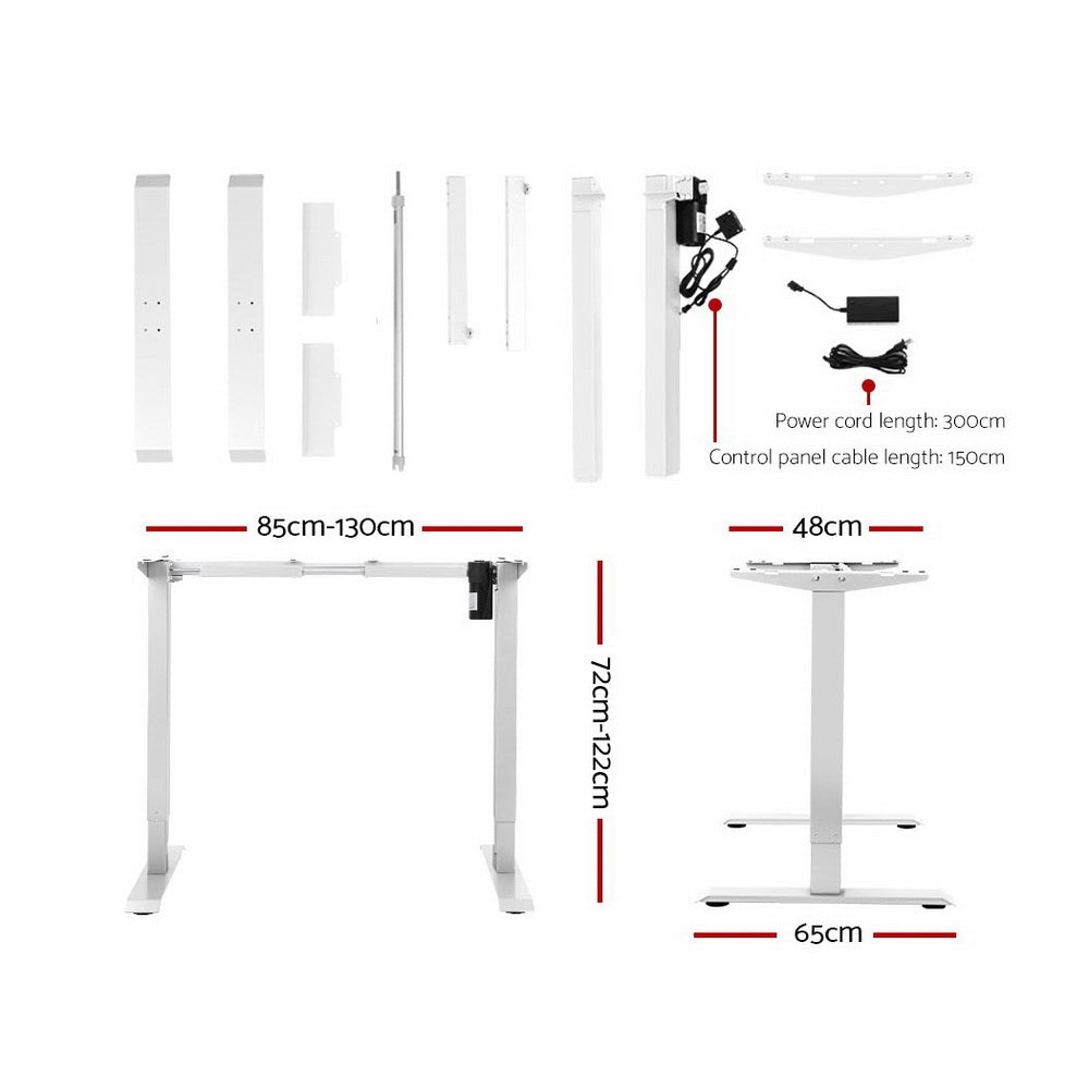 Electric Motorised Height Adjustable Standing Desk - White Frame with 140cm Black Top - House Things Furniture > Office