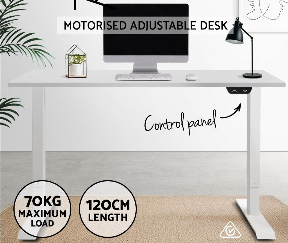 Motorised Adjustable Standing Desk 120cm White - House Things Furniture > Office