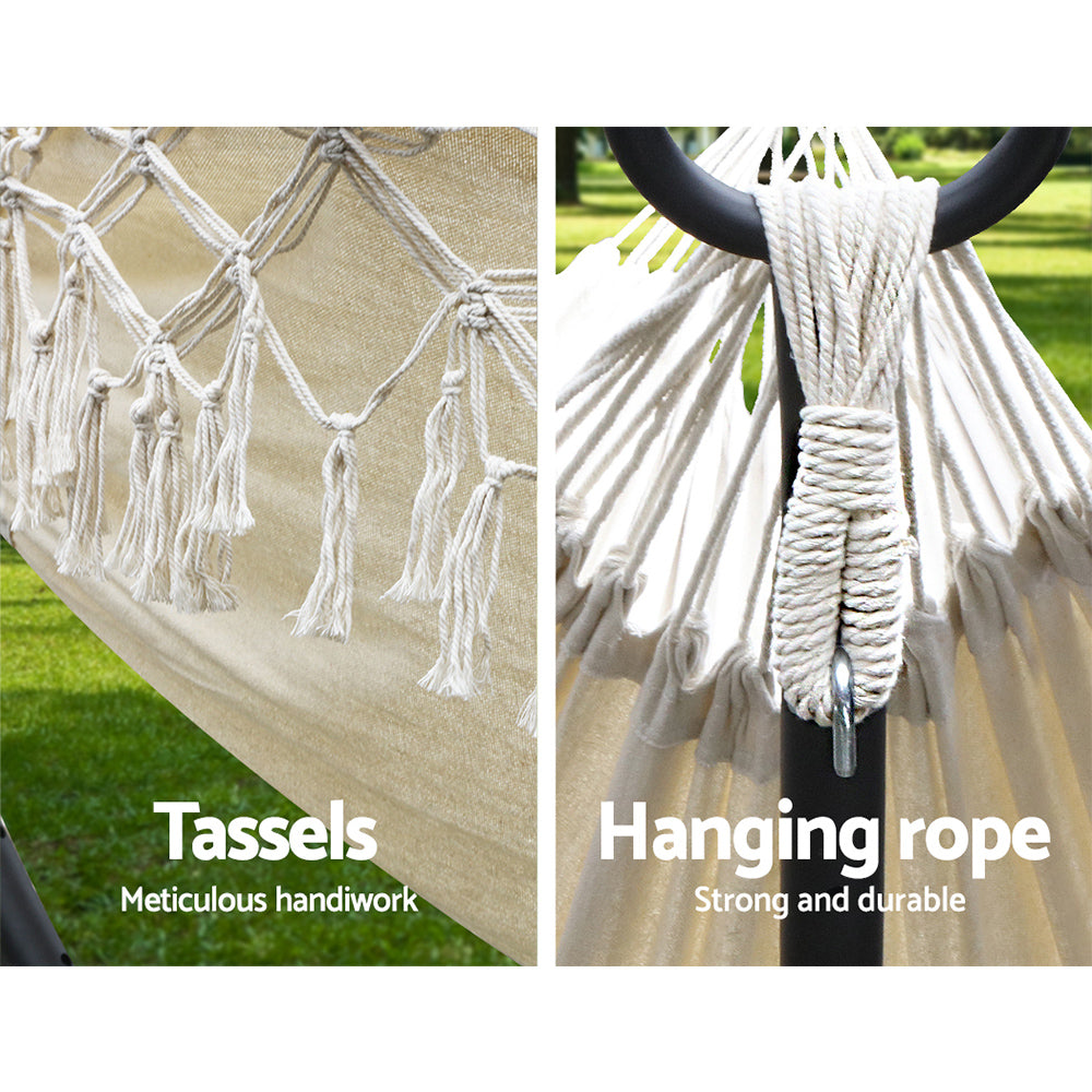 Hanging Tassel Hammock Swing Bed Cream - House Things Furniture > Outdoor