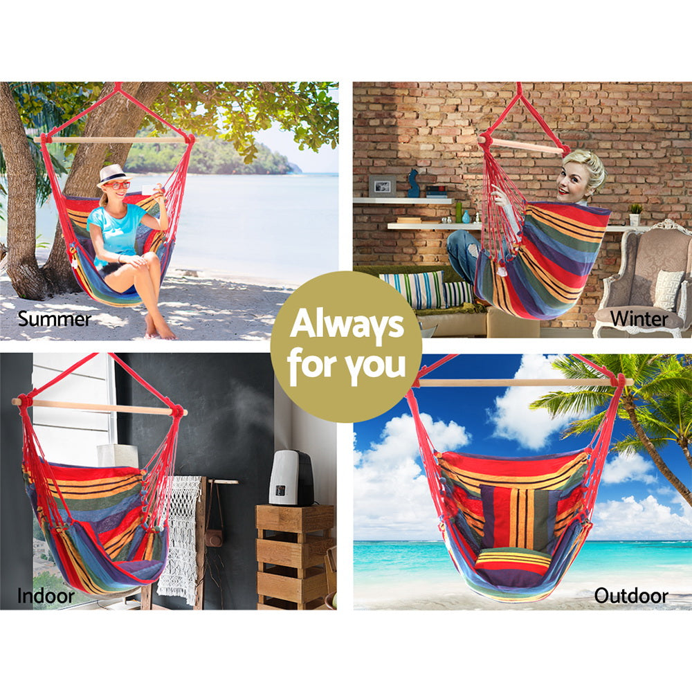 Hammock Swing Chair with Cushion - Multi-colour - House Things Home & Garden > Hammocks