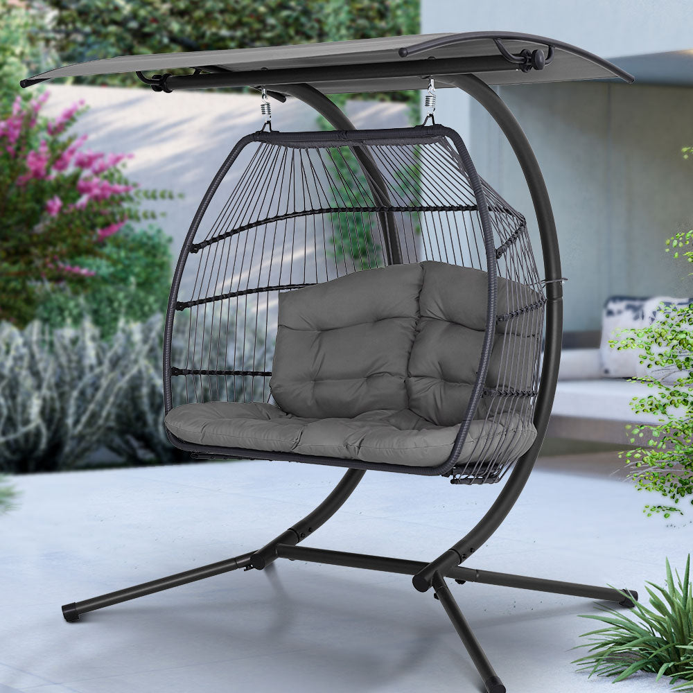 Hanging Swing Chair with Stand Grey - House Things Furniture > Outdoor