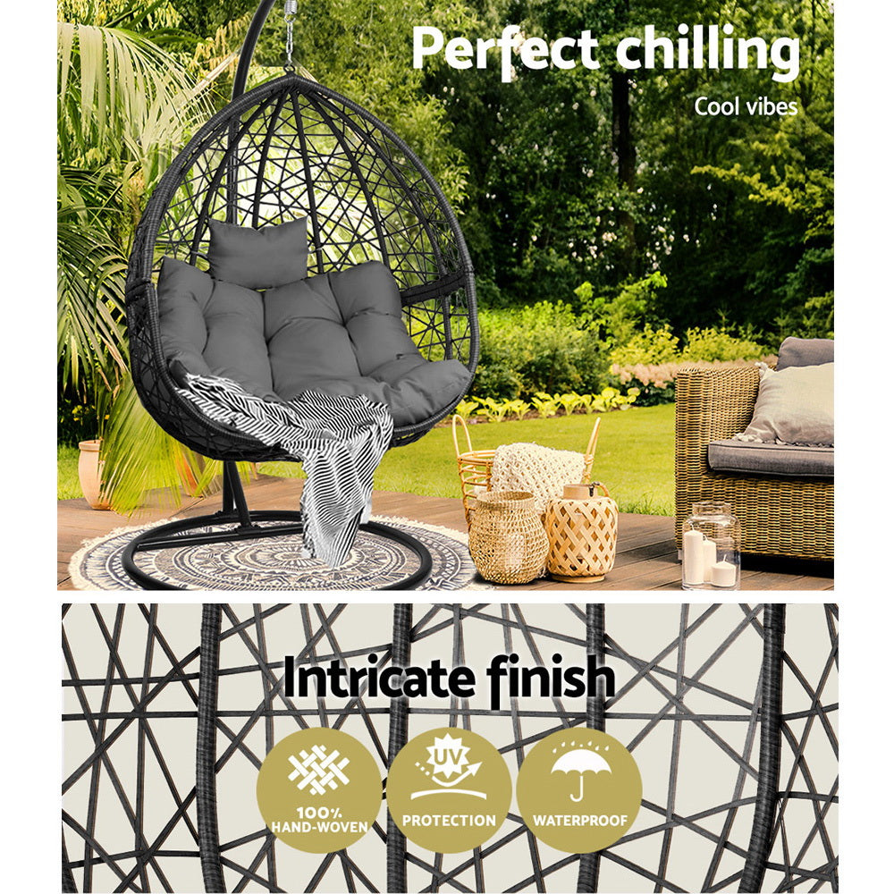 Outdoor Hanging Swing Chair - Black - House Things Home & Garden > Hammocks