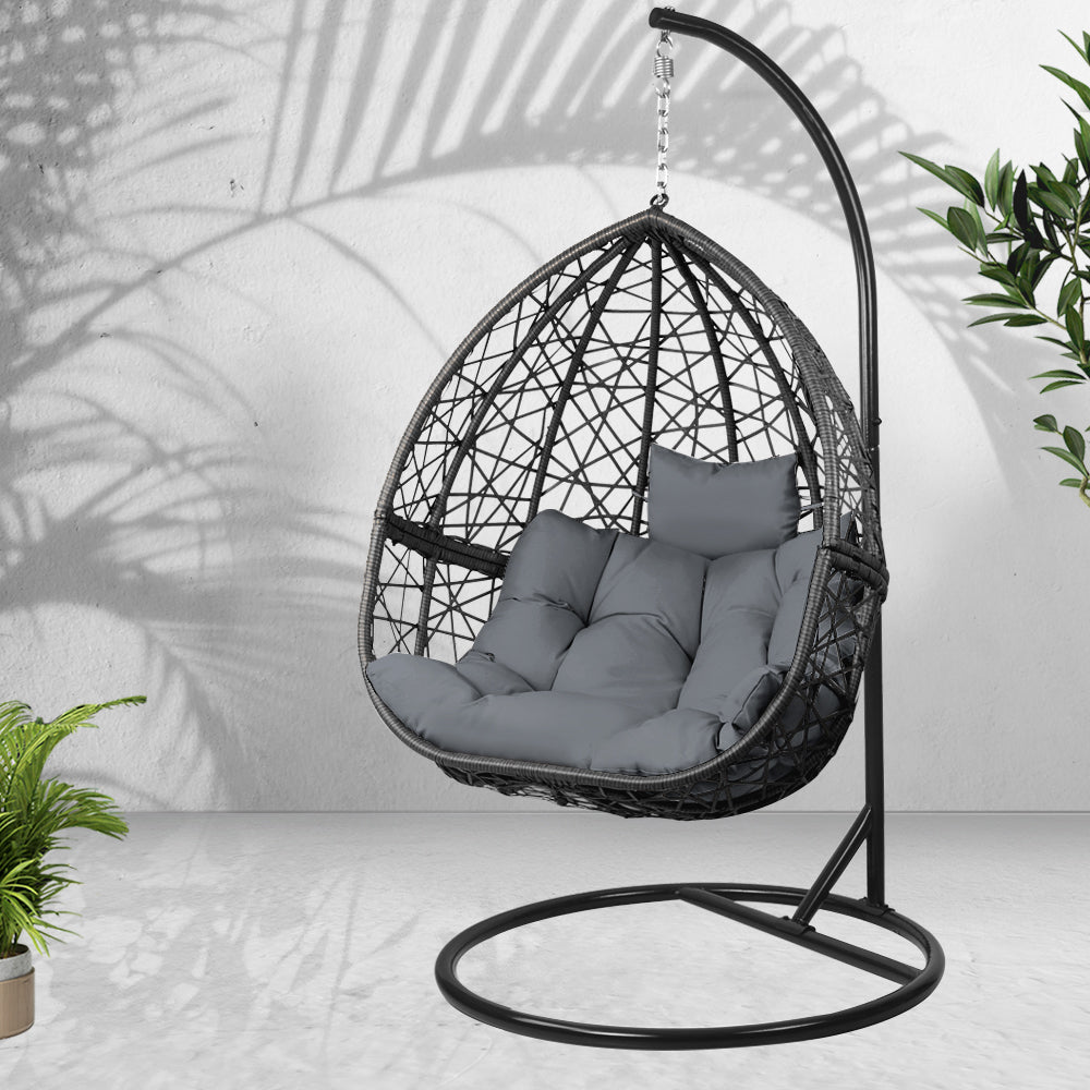 Outdoor Hanging Swing Chair - Black - House Things Home & Garden > Hammocks