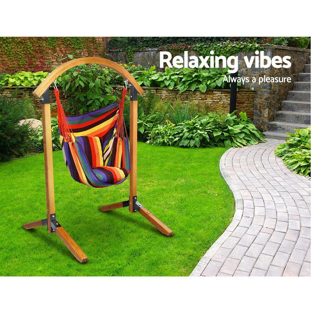 Outdoor Swing Chair Timber Hammock Pillow - Housethings 