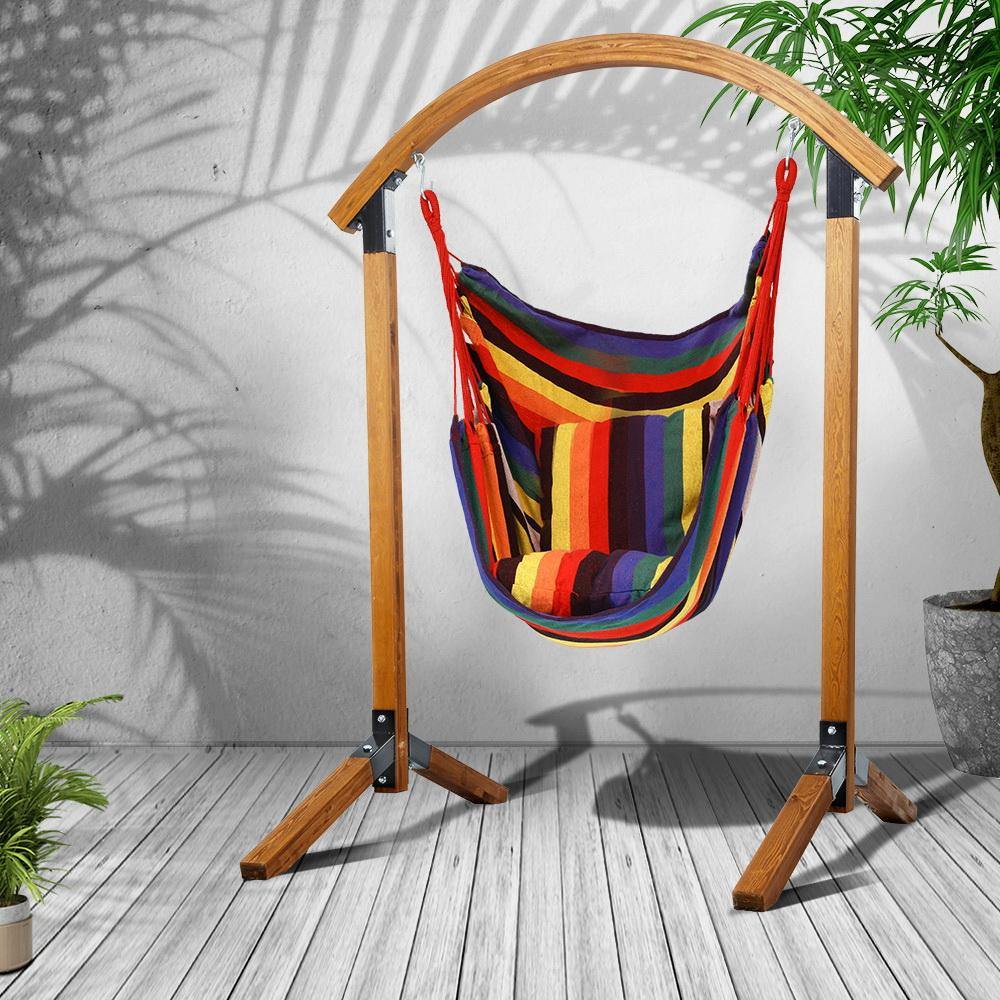 Outdoor Swing Chair Timber Hammock Pillow - Housethings 