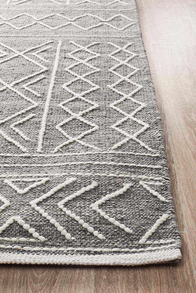 Arya Stitch Woven Rug Silver Grey - House Things Hudson Collection