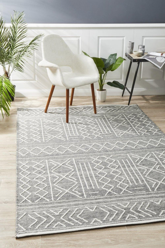 Arya Stitch Woven Rug Silver Grey - House Things Hudson Collection