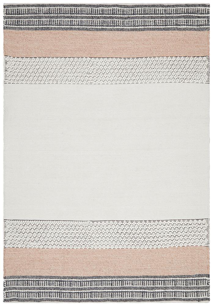 Esha Textured Woven Rug White Peach - House Things Hudson Collection