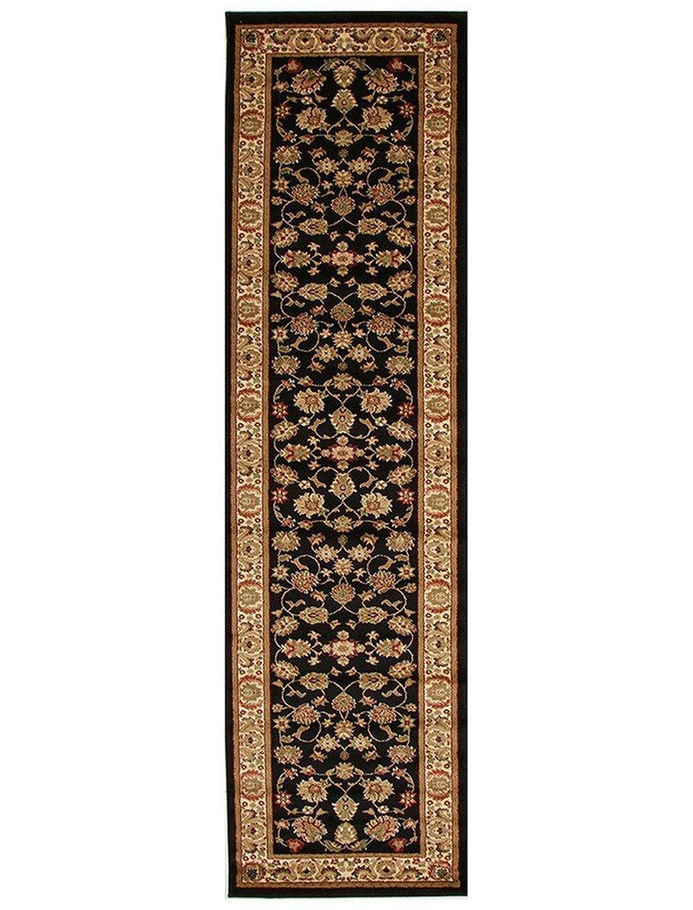 Kukut Collection Traditional Floral Pattern Black Rug - House Things Istanbul Collection
